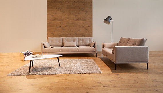 Sedežna garnitura Toscana iz tkanine peščene barve