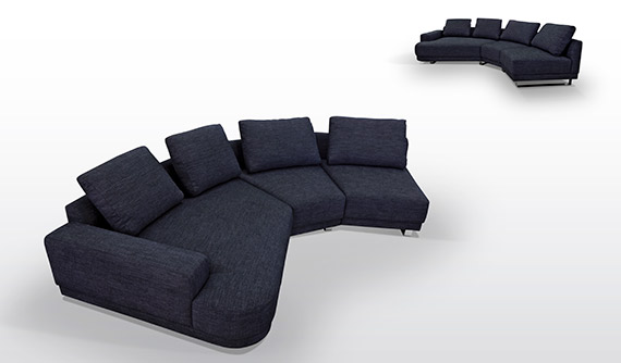 Antracit sedežna garnitura Life z okroglino